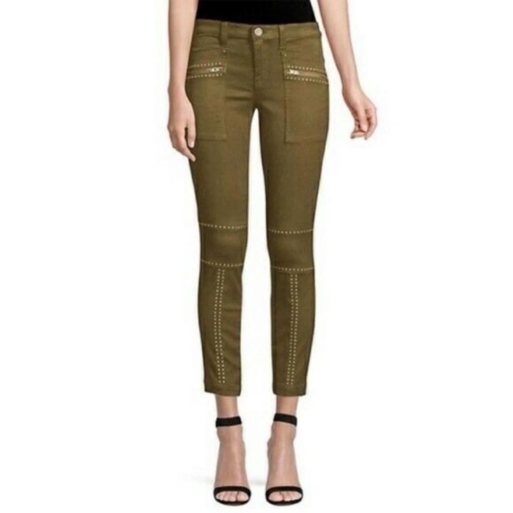 Joie Green Studded Hazina Skinny Ankle Jean
